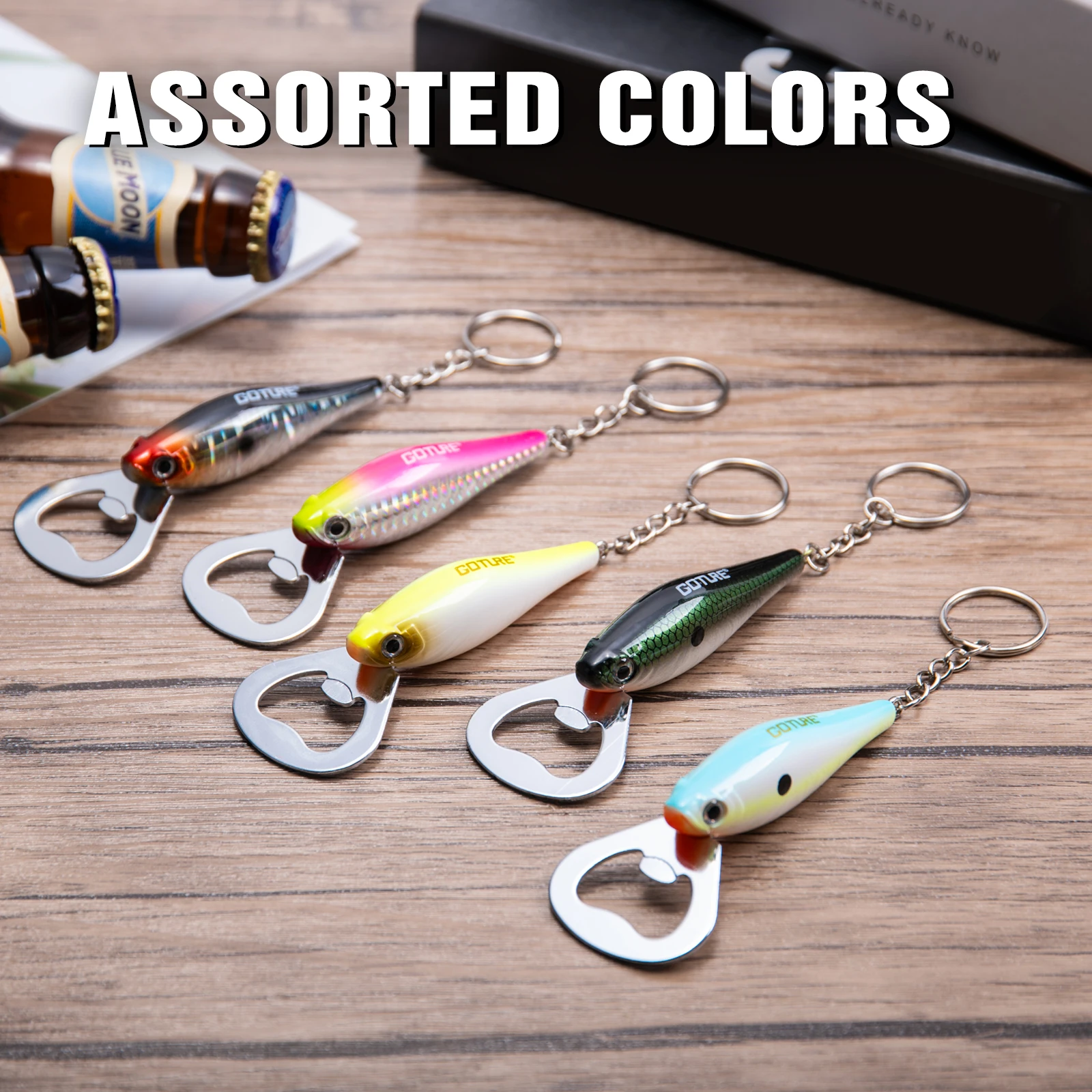 Fishing Lure Accessories - Goture 1 ชิ้นตกปลา Lure ที่เปิดขวดเหล็กคาร์บอนปลารูปแบบอุปกรณ์ตกปลาสําหรับเบียร์ Dining