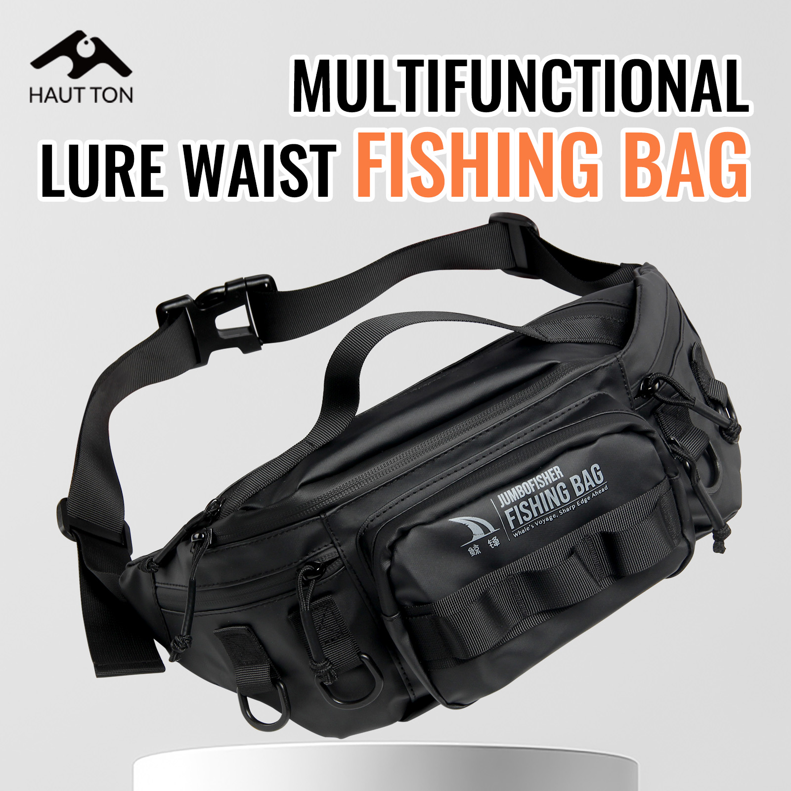 Fishing Lure Box - กระเป๋าอเนกประสงค์สำหรับตกปลา HAUT TON สีดำ น้ำหนักเบา สำหรับใส่รอกและอุปกรณ์ตกปลา