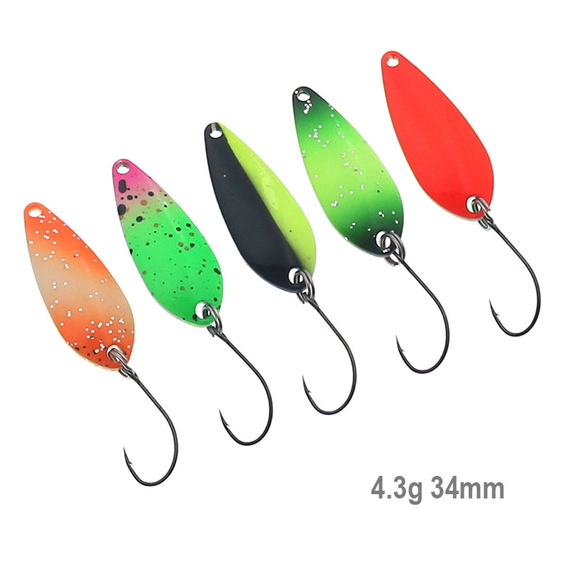Fishing Lure Spoon - ช้อนตกปลา 4.3g 34mm UV สีสันปลาเทราท์ช้อนเหยื่อทองแดงโลหะตกปลา Lure