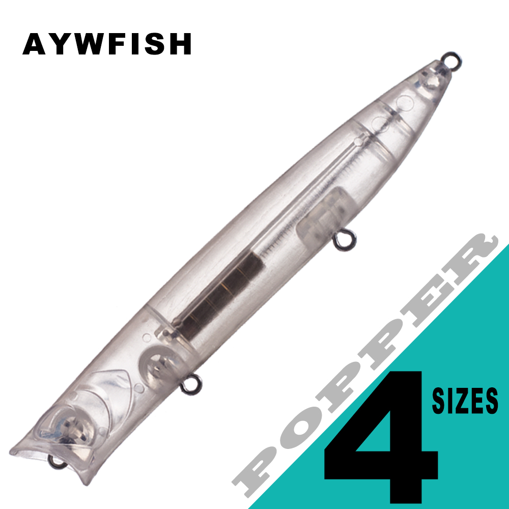 Fishing Lure Popper - Aywfish เหยื่อปลอมแบบแข็ง, เหยื่อปลอมแบบไม่ทาสีด้านบน7.5ซม. 9ซม. 1ซม. 12ซม.