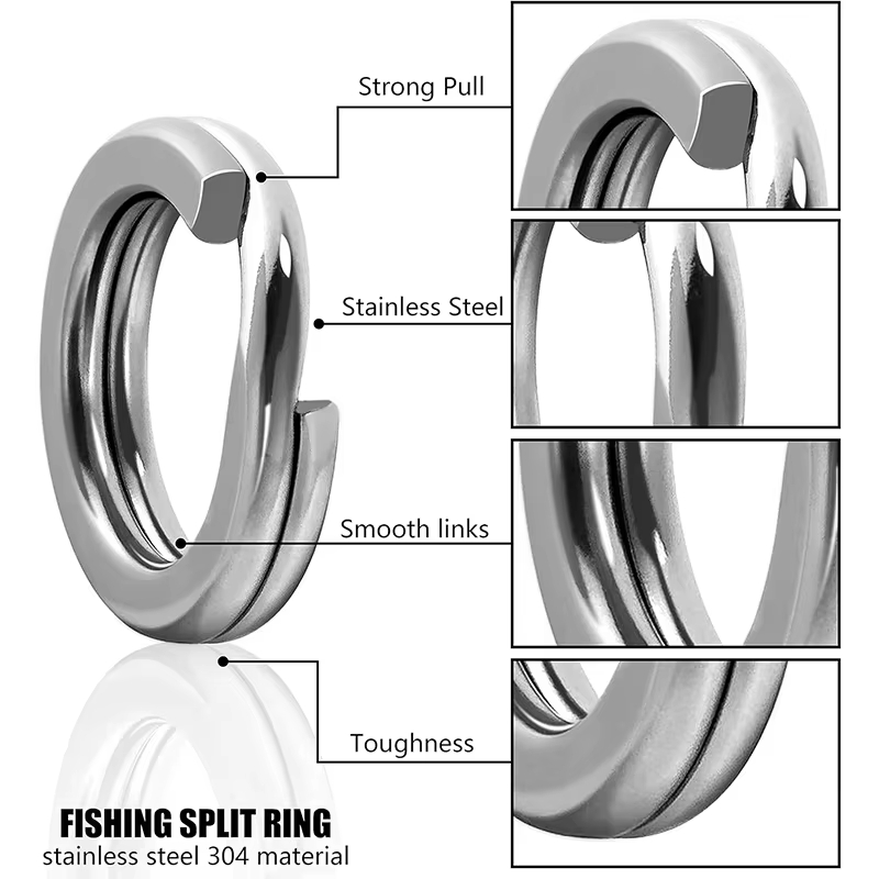 Fishing Lure Kit - ห่วงเชื่อมต่อเหยื่อตกปลาสแตนเลส 5 ขนาด ความแข็งแรงสูง รับแรงดึงได้มาก ชุดห่วงเชื่อมต่อ