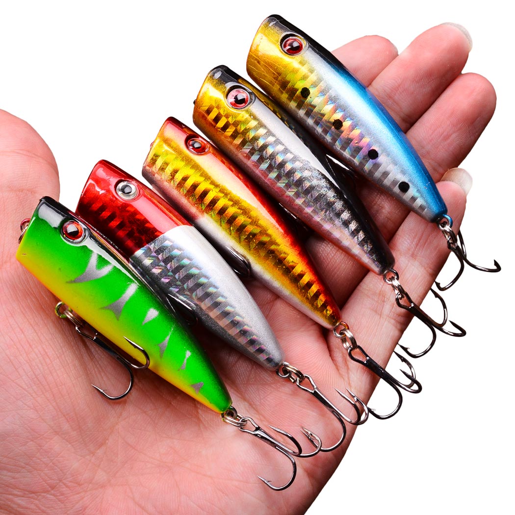 5Pcs 9G 7ซม.ตกปลาเหยื่อตกปลาปร - Fishing Lure Popper บทวิจารณ์และราคา