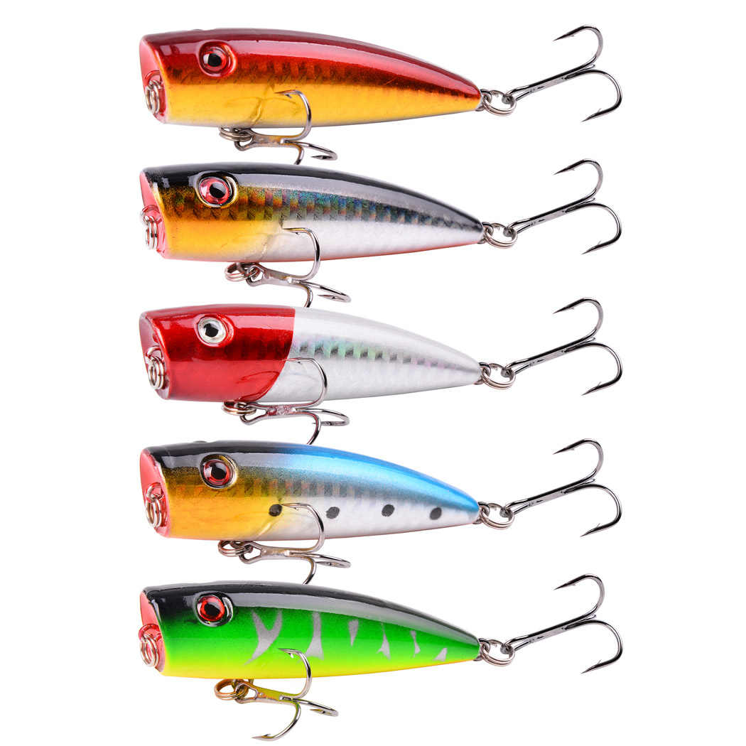 5Pcs 9G 7ซม.ตกปลาเหยื่อตกปลาปร - Fishing Lure Popper บทวิจารณ์และราคา