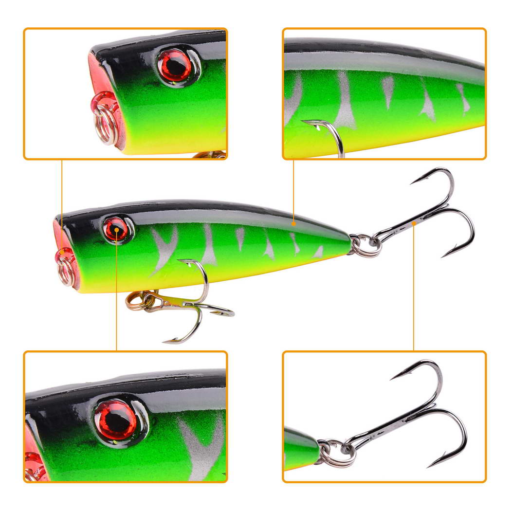 5Pcs 9G 7ซม.ตกปลาเหยื่อตกปลาปร - Fishing Lure Popper บทวิจารณ์และราคา